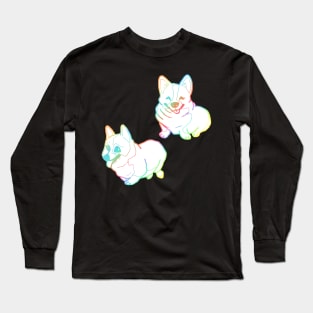 Holographic fat corgi magnet pattern Long Sleeve T-Shirt